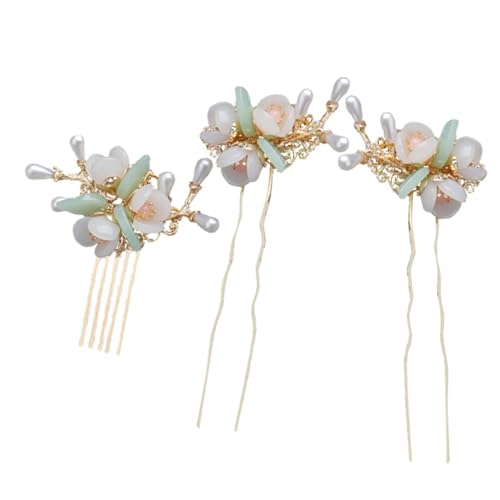 EPIGEIST 3 Stück Chinesisches Haarstäbchen mit Blumen design Handgefertigter Haarschmuck für Frauen und Mädchen Stilvolle Perlen haarnadel mit Anhänger Geeignet für Hochzeit Party und von EPIGEIST