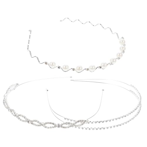 EPIGEIST 3 Stück Perlenstirnband Zubehör Brautkopfschmuck Haarbänder frauen Haarreiber Hochzeit Haarbänder funkelnder Perlenkopfschmuck Haarkronenband Strassstirnband braut haarband Metall von EPIGEIST