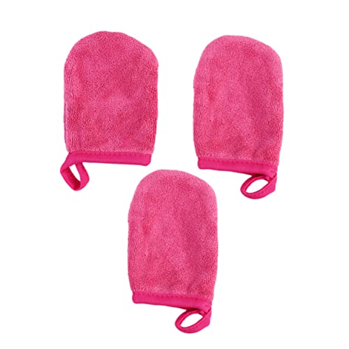 EPIGEIST 3 Stück Teiliges Gesichtsreinigungshandschuhe Make Up Entferner Puff Dicke Reinigungspads Rosé Waschbar und Wiederverwendbar für Sanfte Gesichtsreinigung von EPIGEIST
