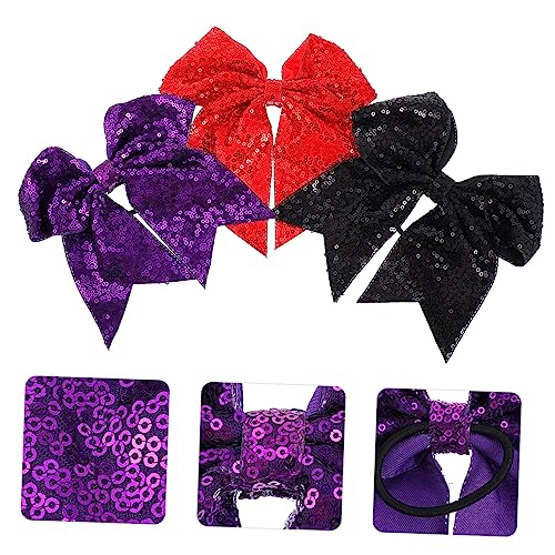EPIGEIST 3 Stück Teiliges Halloween Haarschleifen mit Glitzer und Pailletten Elastische Ponytail Halter für Damen und Mädchen Farbiges Haarschmuck Accessoire für Festliche Kostüme von EPIGEIST