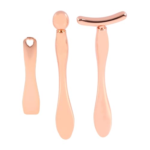 EPIGEIST 3 Stück Teiliges Metall augencreme spatel in Roségold Multifunktionaler Augenmassage stick Förmigem Großem und Herzförmigem Löffel für Präzises Auftragen und Pflege gegen von EPIGEIST