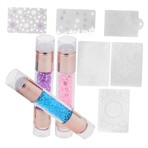 EPIGEIST 3 Stück Teiliges Nail Art Stamping Tool aus Lebensmittelechtem Silikon Bunte Doppelseitige Maniküre Stempel Geeignet für Anfänger und Profi Nagelkunst Einfache Zufällige Farbe von EPIGEIST