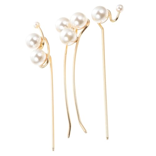 EPIGEIST 3 Stück Teiliges Perlen Haarstab Metall Vintage Haarschmuck für Frauen Mädchen Eleganter Haar Bun Halter Festhaltend und Dekorativ Geeignet für Hochzeit Party Alltag von EPIGEIST