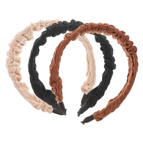 EPIGEIST 3 Stück Teiliges Retro Stirnband für Damen Elastische Haarreifen in Schwarz Karamell und Weiche Knitterfreie Party Haarbänder für Alltag und Festliche Anlässe von EPIGEIST