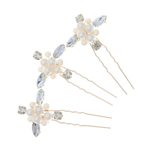 EPIGEIST 3 Stück Teiliges U Förmiges Braut Haarschmuck mit Funkelnden Strassblumen Hochzeits Haarspangen für Damen Geeignet für Braut und Festliche Anlässe von EPIGEIST