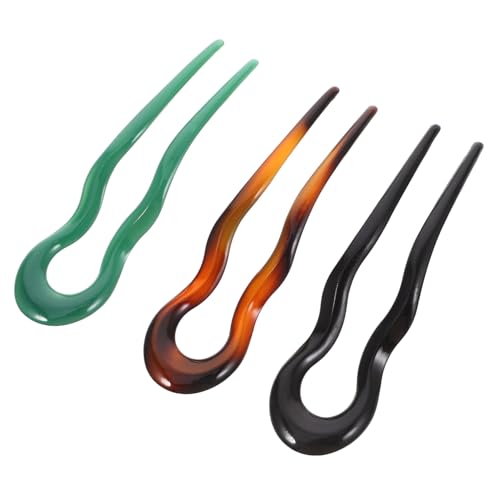 EPIGEIST 3 Stück Teiliges U Förmiges Haarnadel aus Widerstandsfähigem Harz Große Vintage Haarklammern für Frauen Starker Griff für Dutts und Stilvolle Hochsteckfrisuren Geeignet für Alltag von EPIGEIST