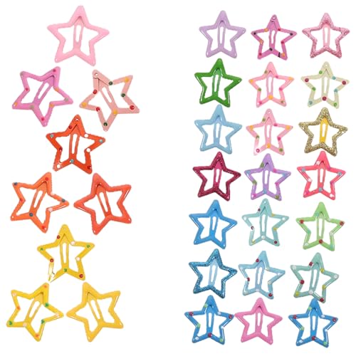 EPIGEIST 35 Stck Teiliges Haarschmuck Mädchen Bunte Fünfzackige Stern haarspangen aus Robustem Metall Praktische Snap Clips für Kleine Mädchen Modische und Langlebige Haarklammern von EPIGEIST