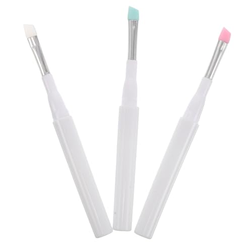 EPIGEIST 3stücke Silikon-augen-make-up-pinsel Mit Schutzkappe Abgewinkelter Für Lidschatten Und Wimpern Wiederverwendbares Make-up-tool Zur Haut von EPIGEIST