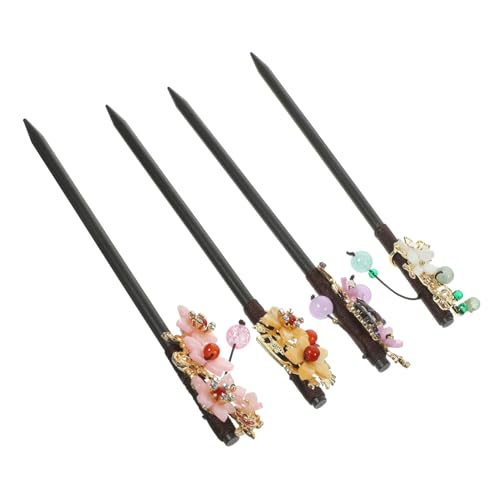 EPIGEIST 4 Stck Teiliges Dekorative Chinesische Haarnadeln im Vintage stil mit Blumenmotiv Handgefertigte Holz haarstäbchen für Frauen Geeignet für Dickes und Dünnes Haar Eleganter von EPIGEIST