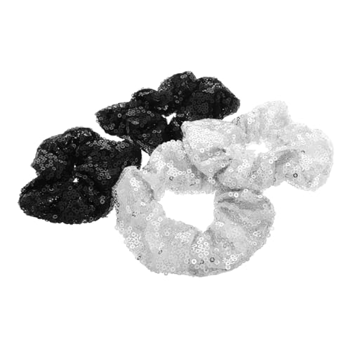 EPIGEIST 4 Stück Glänzende Pailletten Haargummis Elastische Haarschleifen Oversize Haarbänder mit Metallic effekt für Mädchen Festliche Party Frisuren Weihnachten Geburtstag von EPIGEIST