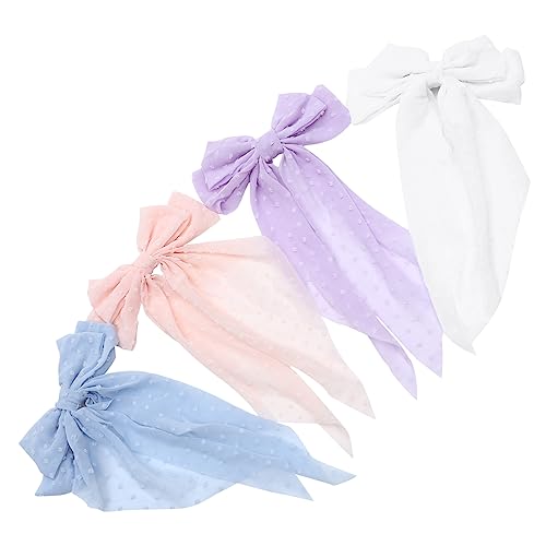 EPIGEIST 4 Stück Großes Haarspangen mit Schleifen für Damen Teiliges Pastellfarben Hellrosa Weiß Helllila Hellblau Haarklammern mit Ribbons für für Make Up und Partys von EPIGEIST