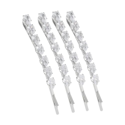 EPIGEIST 4 Stück Haarspangen Teilig Strass Haarklammern aus Metall Haarclips für Damen Vielseitiges Haarschmuck Accessoire für Alltag Hochzeit und Party Silberfarben von EPIGEIST