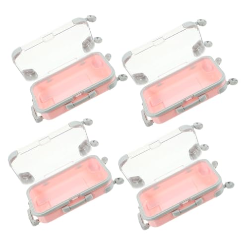 EPIGEIST 4 Stück Mini Makeup Suitcase Teiliges Kleines Makeup Case Organizer mit Weichem Innenfutter zum Schutz Falscher Wimpern Tragbarer Reise Make Up Aufbewahrungskoffer Rosa von EPIGEIST