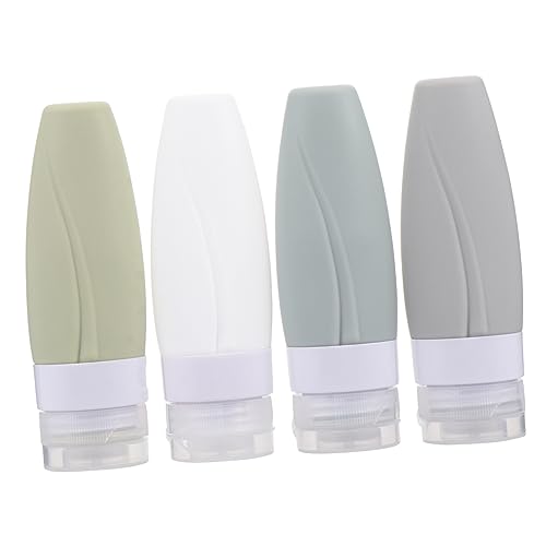EPIGEIST 4 Stück Reise Silikon Flaschen Nachfüllbare Lotion und Cremespender Leichte Aufbewahrungsbehälter für Shampoo Körperpflege Handcreme für Unterwegs und Kosmetiktasche von EPIGEIST