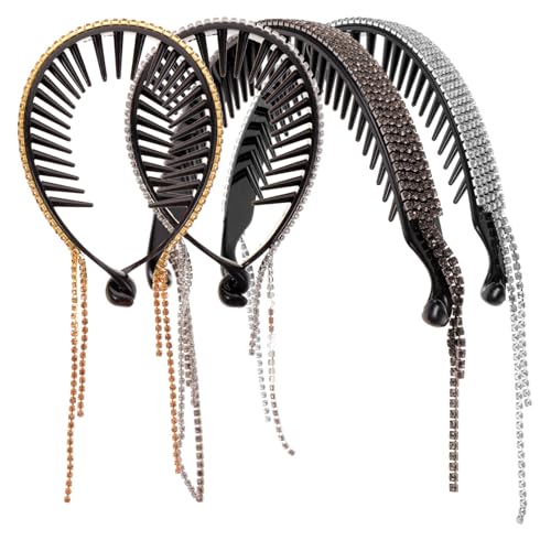 EPIGEIST 4 Stück Strass Haarklammer Dutt mit Quaste Teiliges Glitzernde Haarspange für Pferdeschwanz und Haarknoten Damen Haarschmuck Modisch und Schonend für Alltag und Festtage von EPIGEIST