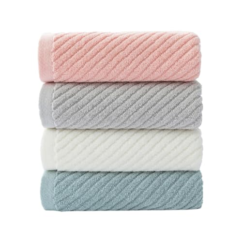 EPIGEIST 4 Stück Teiliges Baumwolle Waschtuch Weiche Saugfähige und Langlebige Gesichtstücher in Weiß Rosa Blau und Praktische Farbige Handtücher für Zuhause Hotel und Alltag von EPIGEIST