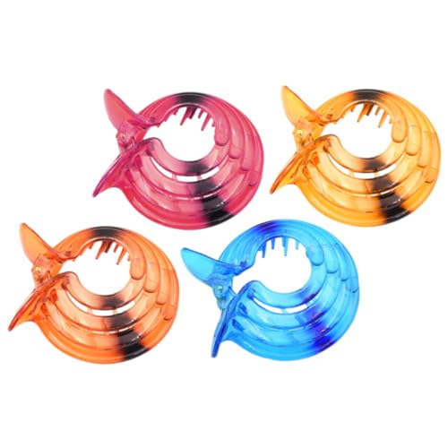 EPIGEIST 4 Stück Teiliges Bunte Haarklammern für Dünnes Haar Starke Kunststoff Krallenclips mit Festem Runde Spirale Pferdeschwanz Haarschmuck für Frauen und Mädchen von EPIGEIST