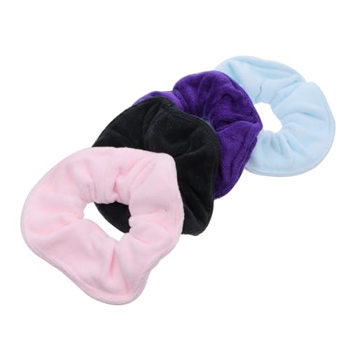 EPIGEIST 4 Stück Teiliges Elastische Haarbänder für Frauen Mikrofaser Haargummi zum Trocknen und Styling Oversize Haarschleifen in Violett Blau Schwarz Geeignet für Haartypen und Anlässe von EPIGEIST