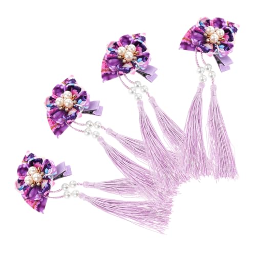 EPIGEIST 4 Stück Teiliges Japanische Haarspangen mit Blumen Quasten Orientalische Haarklammern für Frauen Kimono Haarschmuck Eleganter Fächer Stil für Cosplay und Traditionelle Kleidung von EPIGEIST