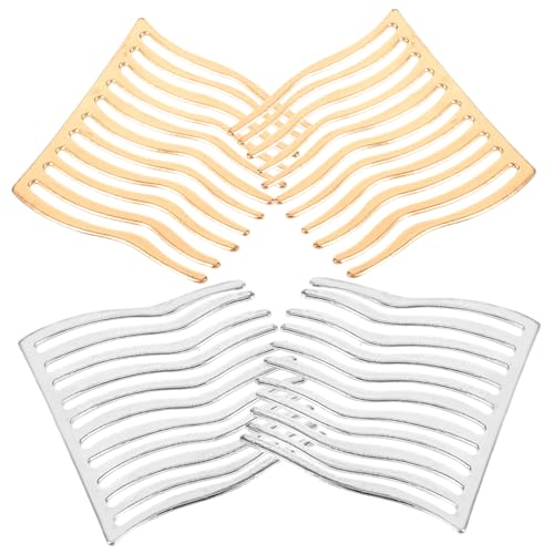 EPIGEIST 4 Stück Teiliges Metall Haarkämme Seitlich Flexibel für Frauen Breitzahnig Leichte Fixierung für Dickes Lockiges Haar Eleganter Haarschmuck für Hochzeit und Alltag Gold von EPIGEIST