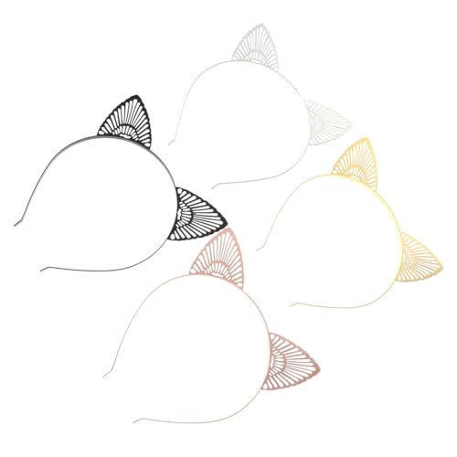 EPIGEIST 4 Stück Teiliges Metall Katzenohren Haarband Langlebig Detailreich Dekorativ Vielseitig für Karneval Halloween Cosplay und Party Geeignet für Erwachsene von EPIGEIST