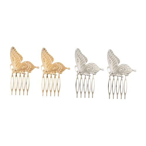 EPIGEIST 4 Stück Teiliges Metall Schmetterling Haarspangen in Gold und Silber Zarte Legierung Haarkämme für Mädchen Vielseitige Haarclips für Partys Hochzeiten und Alltag Eleganter von EPIGEIST