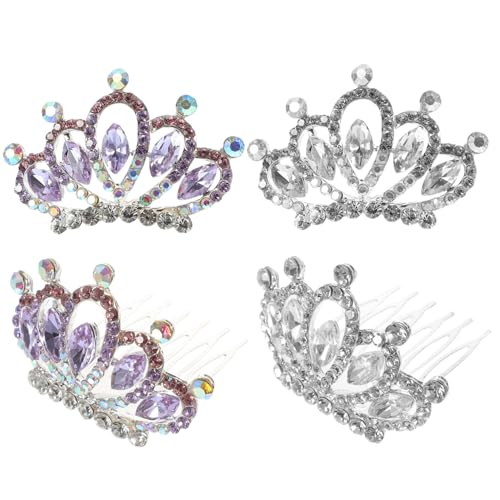 EPIGEIST 4 Stück Teiliges Mini Tiara Haarkämme mit Funkelnden Strasssteinen Haaraccessoires für Braut Hochzeit Party und Festliche Anlässe Handliche Haarkämme für Stilvolle Frisuren von EPIGEIST