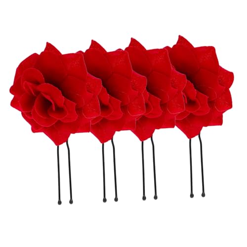 EPIGEIST 4 Stück Teiliges Rote Samt Rosen Haarnadeln Handgefertigter Brautschmuck Blüten Haarklammern für Frauen für Hochzeiten Partys Festliche Frisuren von EPIGEIST