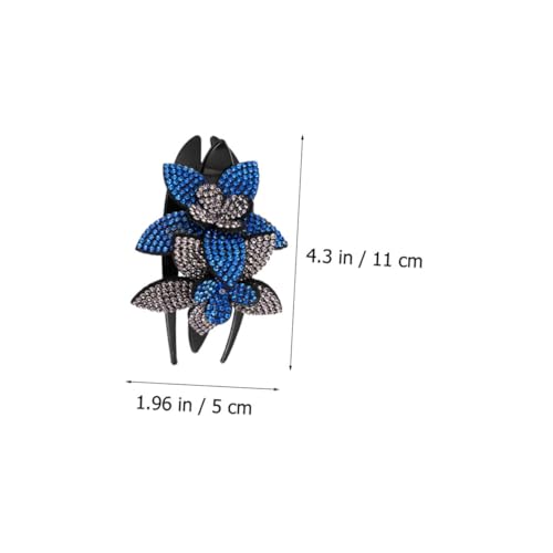 EPIGEIST 4 Stück Teiliges Strass Haarspangen mit Doppelblume Rutschfester Entenschnabel Haarkamm Modische Haarklammern in Violett Blau Champagner und Leichter Haarschmuck für Damen und von EPIGEIST