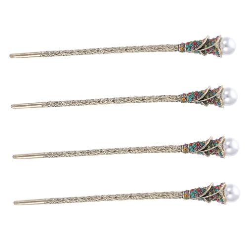 EPIGEIST 4 Stück Teiliges Vintage Haarstäbchen mit Perlen und Strass Leichte Chinesische Haarnadeln für Frauen Langlebig und Bequem Geeignet für Alltag und Festliche Anlässe von EPIGEIST