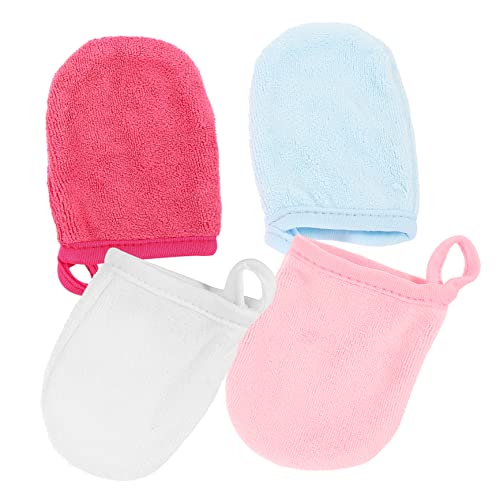 EPIGEIST 4 Stück Teiliges Waschbare Gesichtshandschuhe aus Hautfreundlichem Mikrofasergewebe Wiederverwendbare Make Up Entferner Atmungsaktiv Schnell Trocknend und Tragbar für Sanfte von EPIGEIST