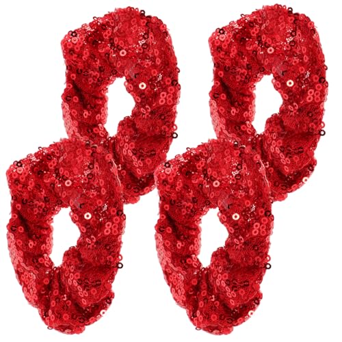 EPIGEIST 4 Stück Weihnachtliche Haargummis mit Pailletten Elastische Schonende Haarbänder für Mädchen und Frauen Festliche Haaraccessoires in Klassischen Rot und Goldtönen Sanfter Halt ohne von EPIGEIST