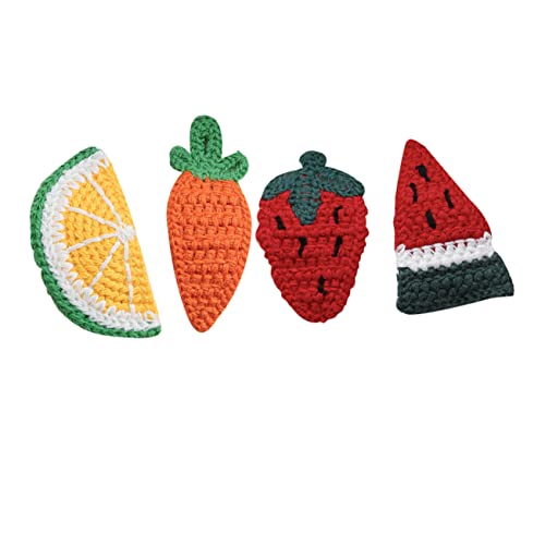 EPIGEIST 4stücke Haarspangen Mit Fruchtdesign Aus Wolle Haarstyling-zubehör Erdbeere Karotte Zitrone Wassermelone Praktisch Und Langlebig von EPIGEIST