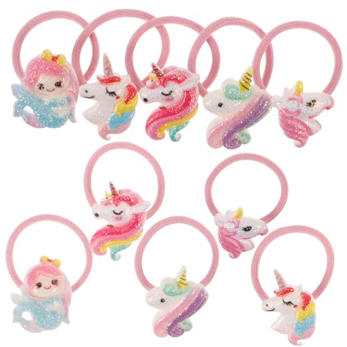 EPIGEIST 5 Paare Elastische Haarbänder Unicorn Haargummis Bunte Cartoon Haarschmuck Mädchen Ponytail Halter Rutschfest Weich Niedlich Frisur Zubehör von EPIGEIST