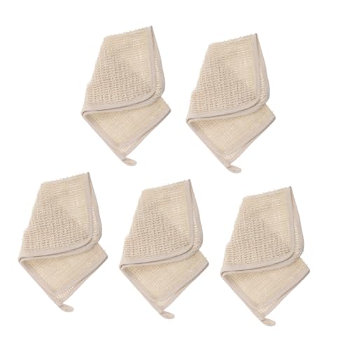 EPIGEIST 5 Stück Teiliges Baumwoll Leinen Badetuch Peeling Duschhandtuch Sanftes Peeling Körperrückenschrubber für Massage Hautpflege und Gesichtsreinigung von EPIGEIST