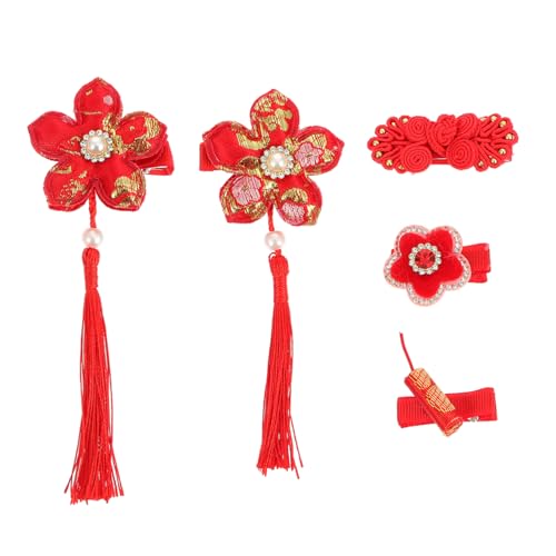 EPIGEIST 5 Stück Teiliges Chinesisches Neujahrs Haarclip Set mit Quasten Filigranes Design Leichte Haarklammern für Mädchen Passend zu Hanfu und Frühlingsfest Kostümen von EPIGEIST