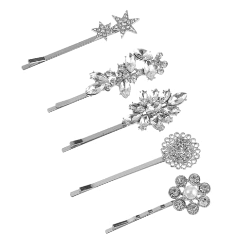 EPIGEIST 5 Stück Teiliges Haarschmuck Damen Silberne Sternblumen Haarspangen Funkelnden Strasssteinen Haarklammern für Alltag und Fest für Frauen und Freundinnen von EPIGEIST