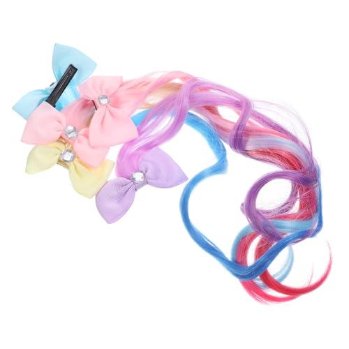 EPIGEIST 5 Stück Teiliges Mädchen Haar extensions mit Clip Bogen Haarteilen Bunte Farbverlauf Perücken Sanft Haltende Haarklammern für Geburtstag Party Karneval Festdeko von EPIGEIST
