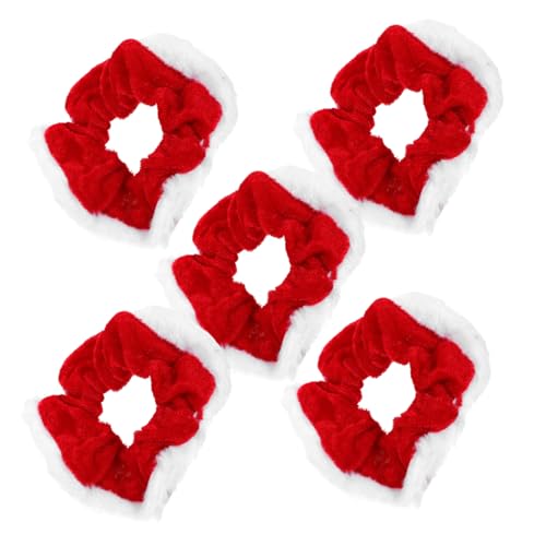 EPIGEIST 5 Teiliges Weihnachts Haargummi aus Samtigem Velours Elastische Haargummis und Scrunchy Bänder Weiche Ponytail Halter für Frauen und Mädchen Dehnbar und Schonend für Haartypen von EPIGEIST