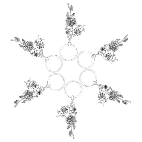 EPIGEIST 6 Stück Teiliges Blumen Schlüsselanhänger mit Kreativem Design Silberfarbene Taschen und Rucksackdekoration Multifunktionaler Anhänger für Auto und Geldbörsenzubehör Leicht und von EPIGEIST