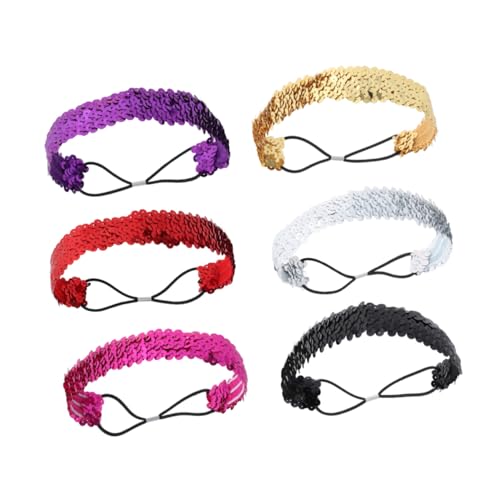 EPIGEIST 6 Stück Teiliges Damen Haarband mit Wendbaren Pailletten Stirnbändern in Silber Gold Rosé Elastisch und Glitzernd Modisches Haarband für Partys und Alltag Zufällige Farbe von EPIGEIST