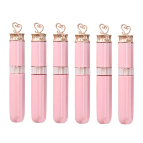 EPIGEIST 6 Stück Teiliges Lipgloss Rosa Herzform Lippenfarbe Behälter Wiederverwendbare Lippenstifthülsen Kompakt für DIY Lipgloss für Frauen von EPIGEIST