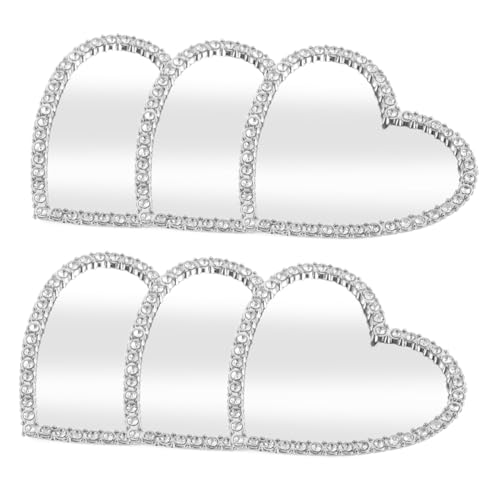 EPIGEIST 6stücke Tragbarer Spiegel Für Mädchen-make-up Süßer Handspiegel Mit Strasssteinen Handyanhänger Mit Herz Liebesspiegel Zum Valentinstag Lippenstiftetui-dekoration von EPIGEIST