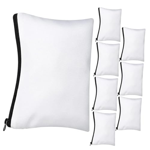 EPIGEIST 8 Sätze Teiliges DIY Sublimations Kosmetiktaschen aus Canvas Leere Schminktaschen mit Reißverschluss Personalisierbare Aufbewahrungsbeutel für Make up Reise und Alltag von EPIGEIST