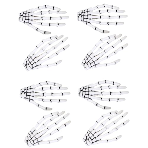 EPIGEIST 8 Stück Teiliges Halloween Haarspangen Skelett Hand Haarklammern Weiß mit Streifen Robuste Clips und Form für Damen und Horror Fans Langlebiges Styling Zubehör von EPIGEIST