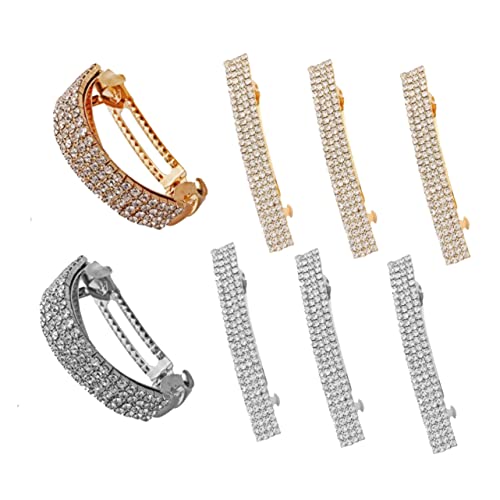 EPIGEIST 8 Stück Teiliges Strass Haarspangen Set für Mädchen Glitzernde Ponytail Clips Gold und Silber Haarclip Goldene und Silberne Reihen Haarklammern Haarschmuck für Festliche Anlässe von EPIGEIST