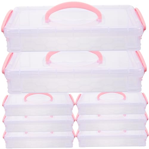 EPIGEIST 8Packungen Stapelbare Stifteboxen Kunststoff Transparenter Organizer für Schreibwaren für Schüler und Büroangestellte Robust und Praktisch mit Deckel und Platzsparendem von EPIGEIST