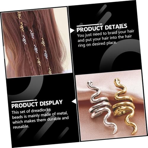 EPIGEIST 9 Stück Teiliges Dreadlocks Haarringe in Schlangenform aus Metall Langlebige Haarperlen für Zöpfe und Dreadlocks Haarschmuck Accessoires für Damen und Herren Geeignet für Partys von EPIGEIST