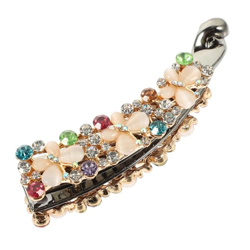 EPIGEIST Bananen Haarspange aus Robustem mit Funkelnden Strasssteinen Eleganter Haarklammer für Frauen und Mädchen Leichter Ponytail Halter Langlebiger Haarschmuck Weiß von EPIGEIST