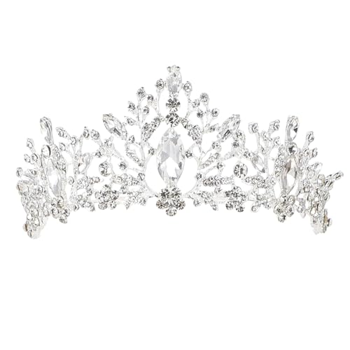 EPIGEIST Braut Tiara mit Funkelnden Kristallen Barockstil Hochzeit Krone Haarschmuck Silberne Strass Diadem Haarschmuck für Festliche Anlässe und Schönheitswettbewerbe von EPIGEIST